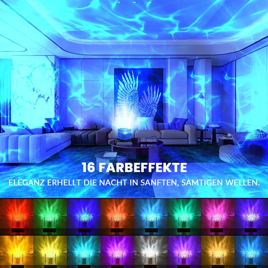 Ocean Wave Night Light Projector Lamp – 3D Water Wave LED Projection Lamp with Remote Control for Bedroom, Romantic Decor, Valentine Day Gift, Love Gift for Her, Couple Gift