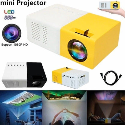Portable Mini Projector Yellow | Full HD 1080P Support | LED Home Theater | HDMI USB AV Compatible