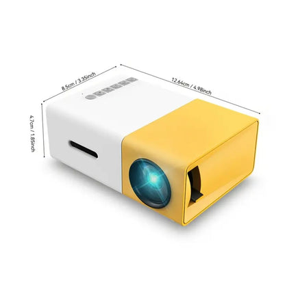 Portable Mini Projector Yellow | Full HD 1080P Support | LED Home Theater | HDMI USB AV Compatible