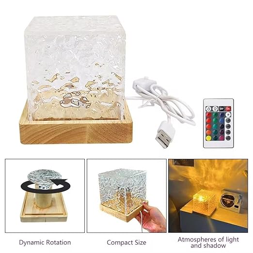 Ocean Wave Night Light Projector Lamp – 3D Water Wave LED Projection Lamp with Remote Control for Bedroom, Romantic Decor, Valentine Day Gift, Love Gift for Her, Couple Gift