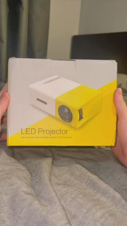 Portable Mini Projector Yellow | Full HD 1080P Support | LED Home Theater | HDMI USB AV Compatible